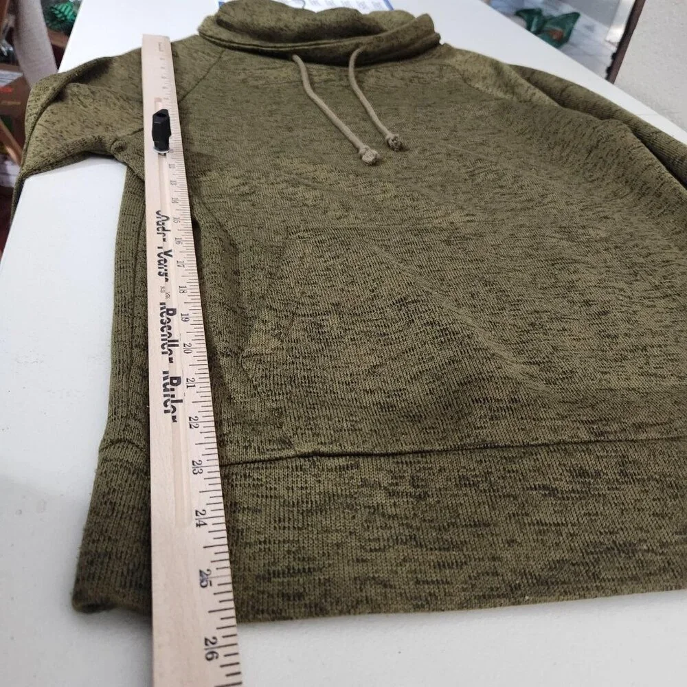 Derek Heart Sweatshirt Womens Medium Olive Green Heather Cowl Neck Pullover